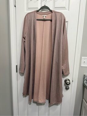 Maurices Rose Blush Shimmery Open Cardigan